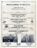 Montgomery Ward, Champion Motors, Simon Seed Farms, Paul Schinke, Elkhorn Lumber, Walworth County 1955c